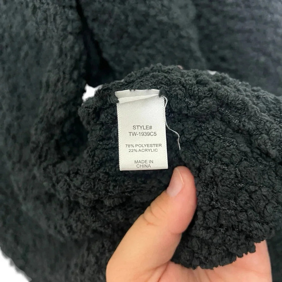 Zenana Black Cardigan Long Sleeve Popcorn Fleece Open Front Women's Size Small - Picture 5 of 9